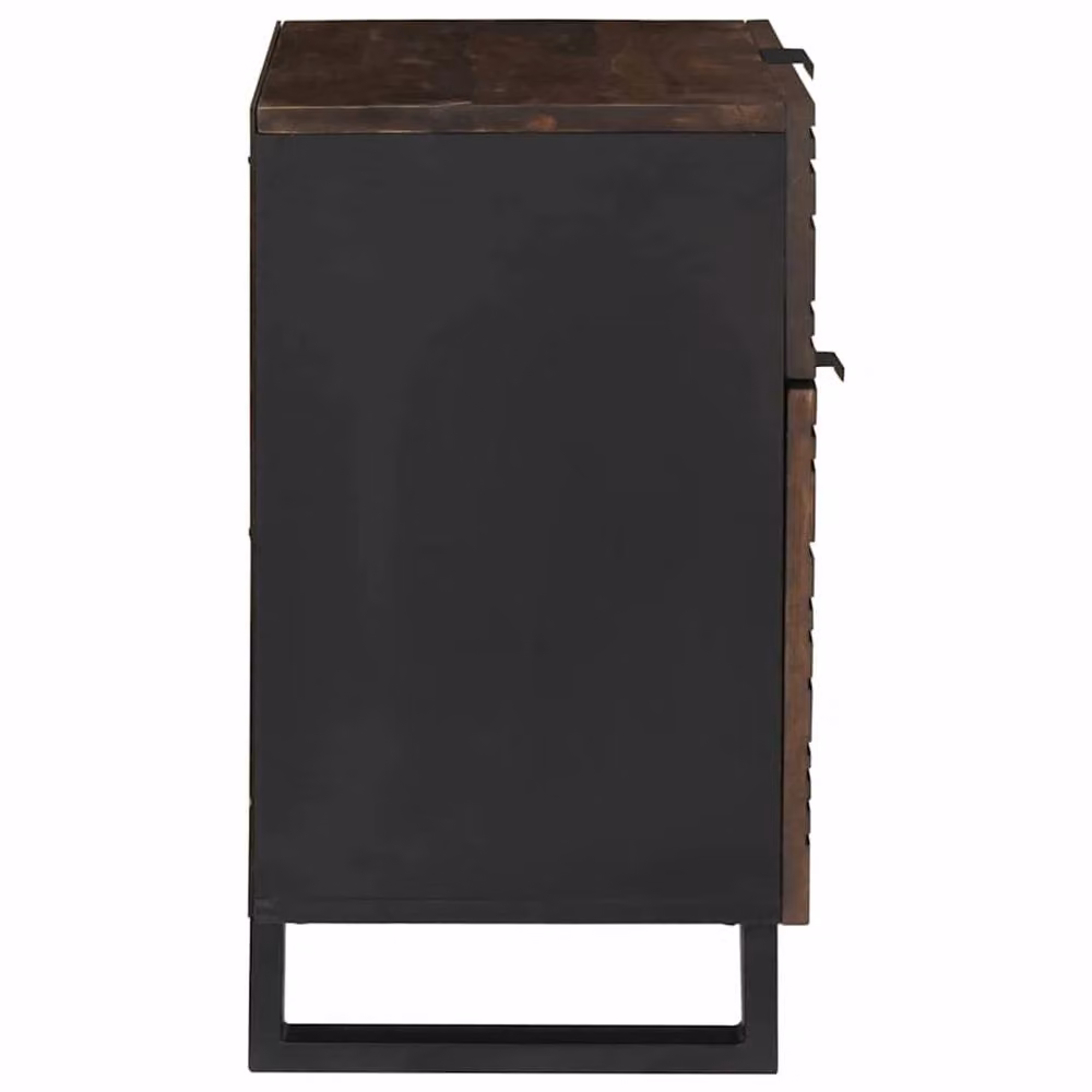 Berkfield Home Modern Bedside Cabinet in Brown Solid Walnut, W/D/H: 50 x 33 x 60 cm – 3