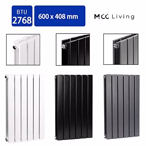 MCC Direct Anthracite Designer Flat Panel Double Central Heating Radiator, H: 60 cm, W: 40.8 cm – 2
