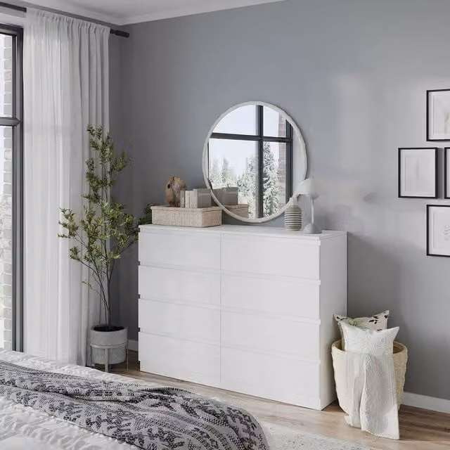 FORGEVIO Modern 8 Drawer Chest in White Matt MDF – 1