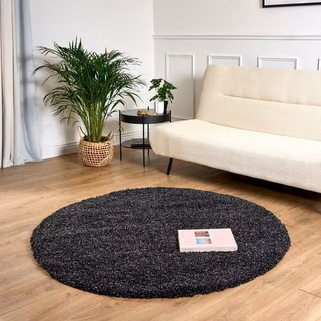 Bravich LTD California Thick Shaggy Round Rug in Green or Anthracite, Diameter: 150 cm – 1