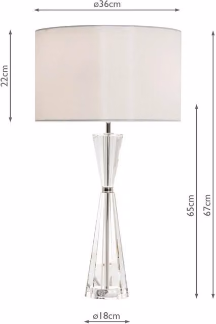Dar RIS4208 Glamour Tabletop Lamp with Crystal Glass Shade and E27 Socket in Grey, Beige or White