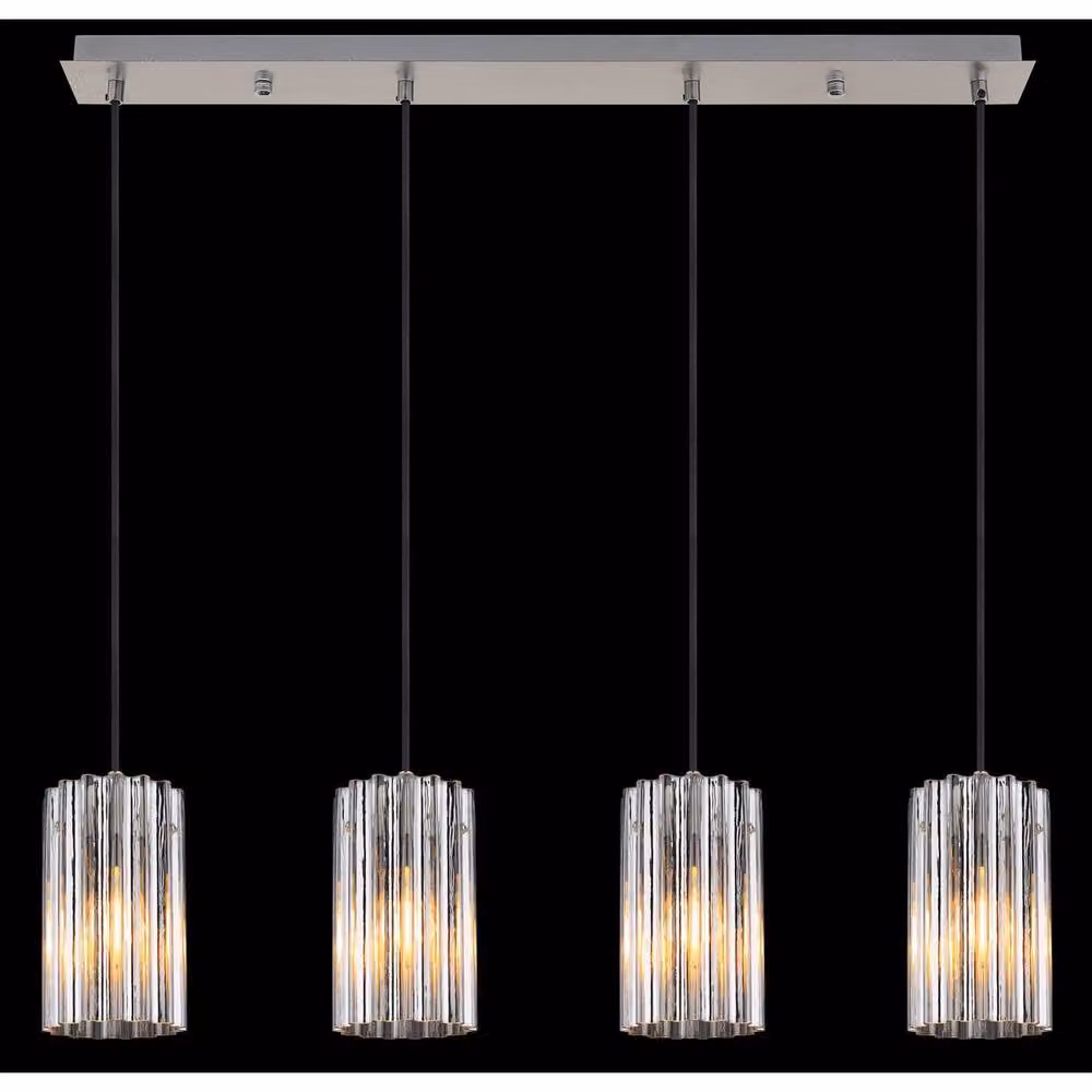 Netlighting Cayden Bar Pendant Light with 4 Transparent Glass Shades and Silver Metal Finish, 4x E27 Sockets, H x W x D: 120 x 80 x 11.5 cm – 5