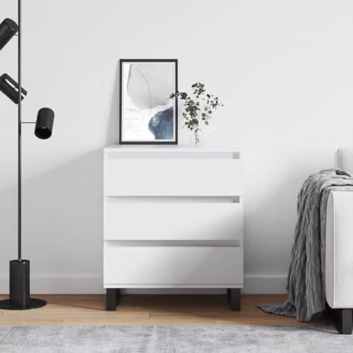 vidaXL Modern White Sideboard in Matt MDF and Metal, W/D/H: 60 x 35 x 70 cm – 2