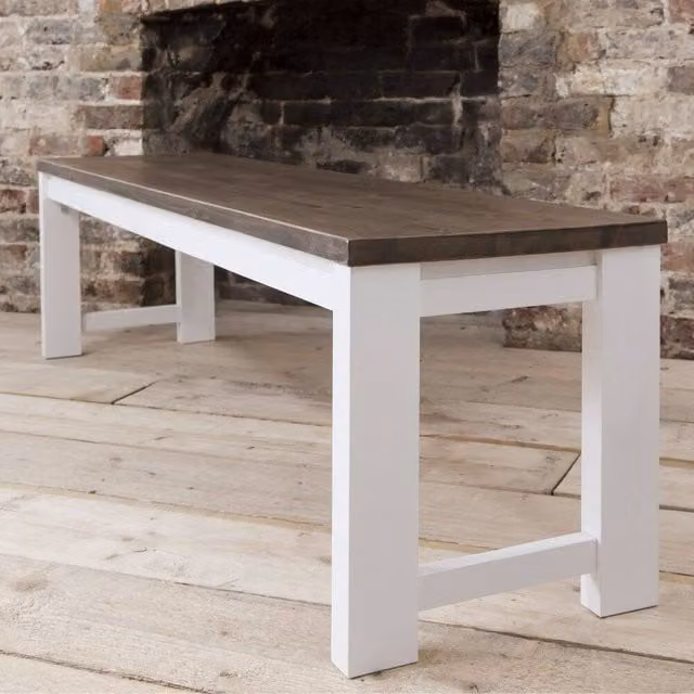 Nöa and Nani Hever Bench in White and Dark Pine – 1