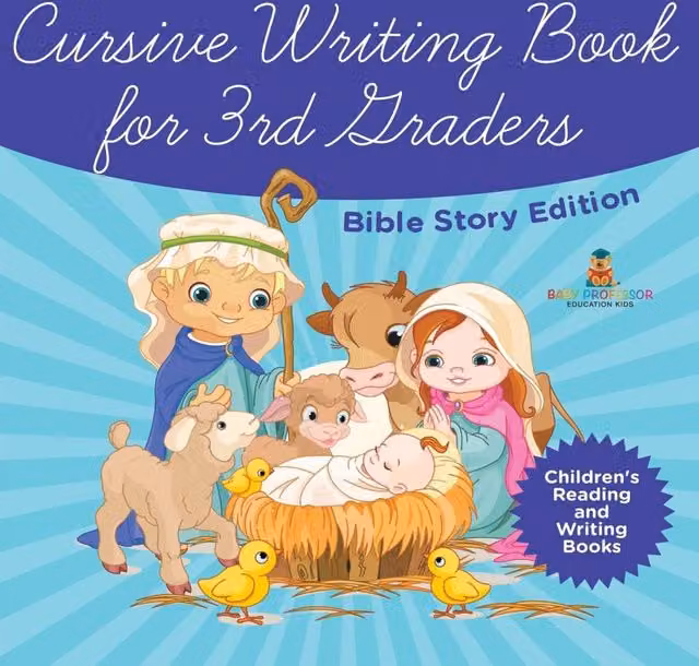 Baby Professor Cursive Writing Book Bible Story Edition for Children in White and Multicolour