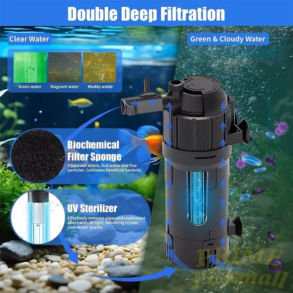 FLAVORA 5 in 1 Internal Aquarium Filter Pump, Black – 5