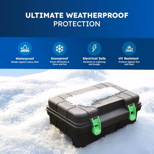 Desiretech Weatherproof Outdoor Electric Box with 4 Gang 10m Extension Lead, IP54 Rated Heavy-Duty Power Supply, Black – 3