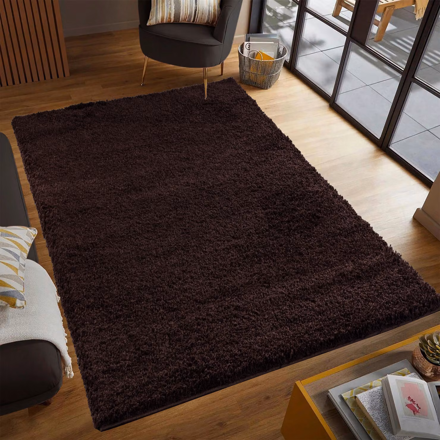 Smart Living Brown Shaggy Area Rug with 5cm Thick Pile, W/D/H: 60 x 110 x 5 cm – 2