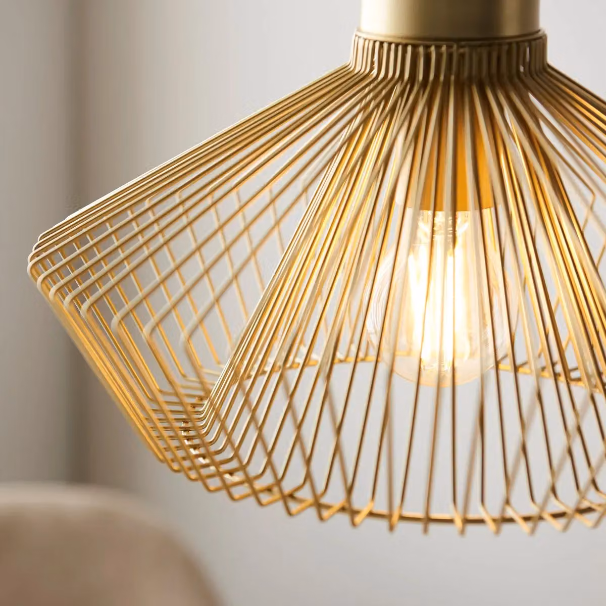 Netlighting Kimberley Single Pendant Ceiling Lamp in Gold/Brass Metal Finish – 3