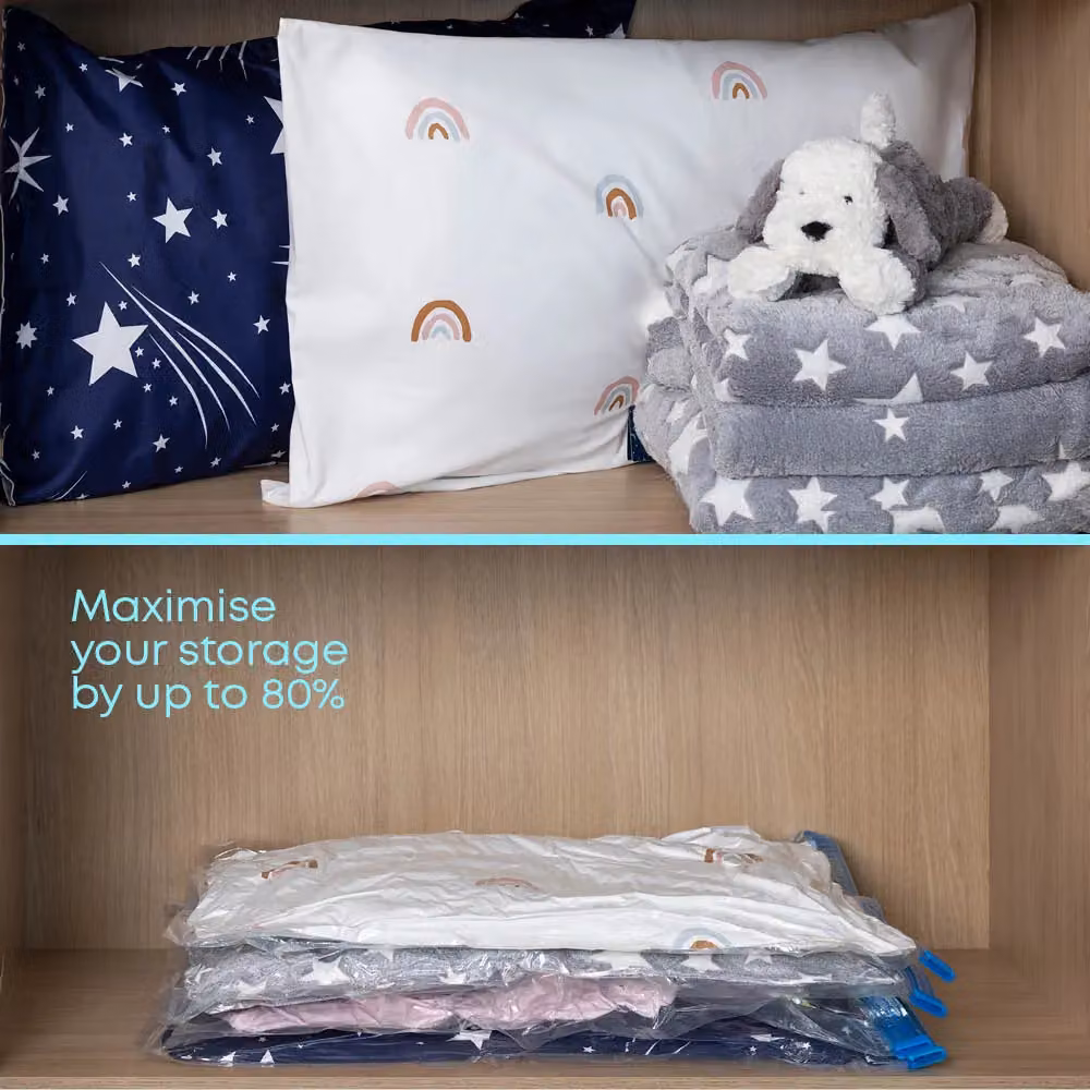 FINEWAY 8-Pack Reusable Vacuum Storage Bags in Transparent, W: 50 cm, H: 70 cm – 3