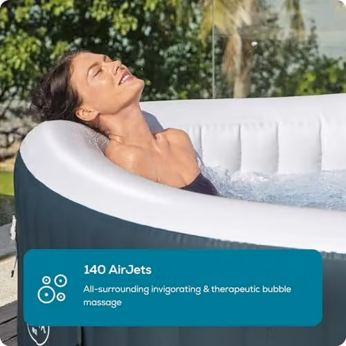 Lay-Z-Spa Ibiza Square Inflatable Hot Tub for 4-6 People in Green and White – 2