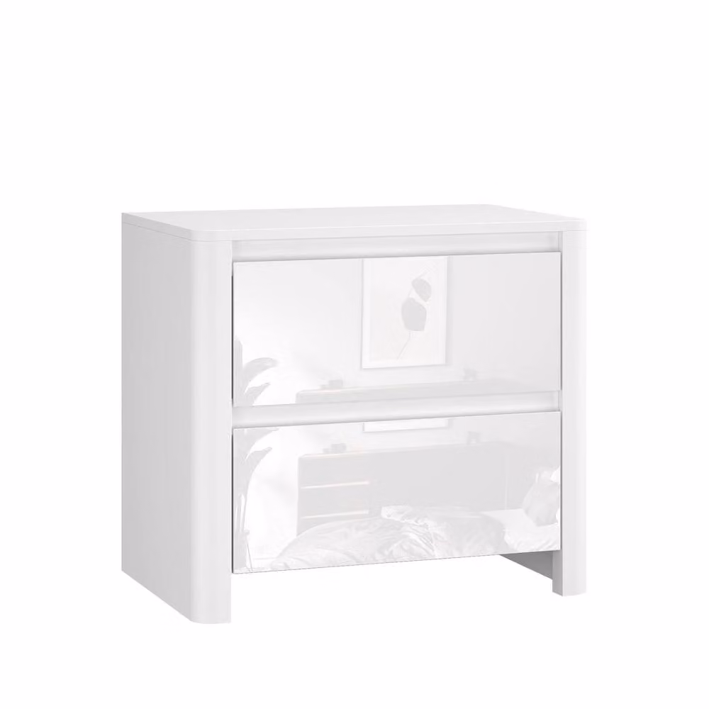 Home Source Ardenza White High Gloss 2 Drawer Bedside Cabinet W/D/H: 40 x 40 x 60 cm – 3