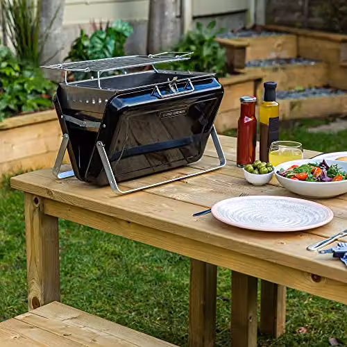 George Foreman Tabletop Charcoal BBQ in Black with Chrome and Steel Finish – 4