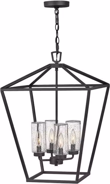 Hinkley Alford Place Outdoor Pendant Ceiling Light in Museum Black with Transparent Glass, IP44 Rated – 1