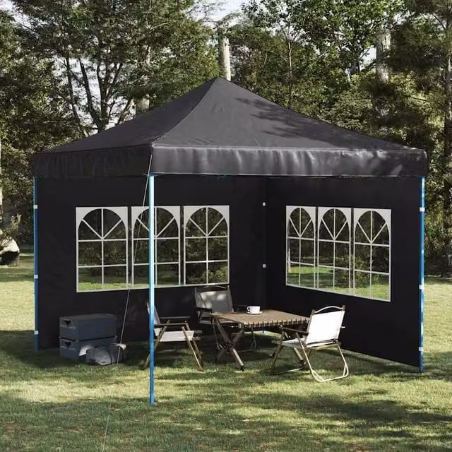 Berkfield Home Party Tent Sidewalls with Window, 2 Pieces, PE Material, Anthracite Black, W: 300 cm, H: 195 cm