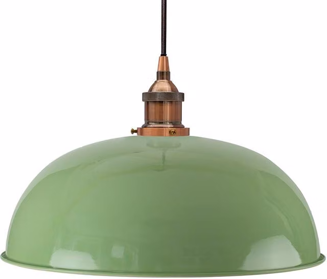 SE Home Worcester Mint Green Dome Pendant Light with Antique Copper and Black Metal Finish