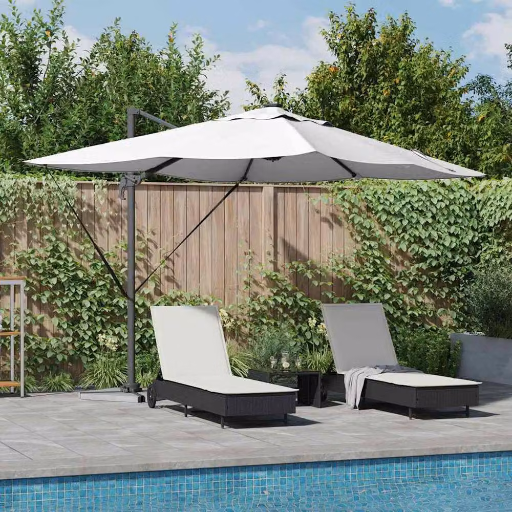 Berkfield Home Roma Cantilever Parasol with LEDs in Sand Beige, W/D/H: 352 x 251 x 265 cm – 2