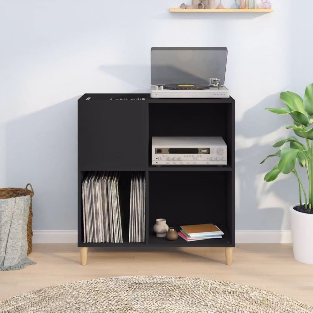 Berkfield Home Record Cabinet in Black, W/D/H: 84.5 x 38 x 89 cm – 1