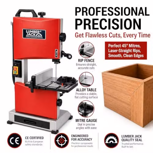 Lumberjack 9 Inch Mini Benchtop Bandsaw, 300W, Red – 3