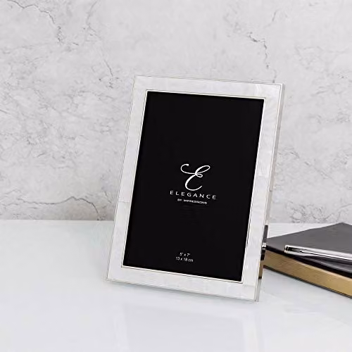 Widdop and Co Elegance Nickel and Mother of Pearl Rectangular Photo Frame in Silver and Black – 4