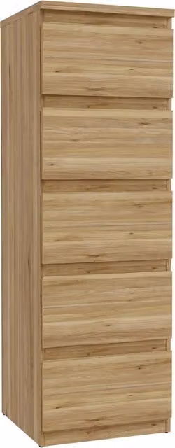 Furniture To Go Edmore 5 Drawer Tall Narrow Chest in Mauvella Oak