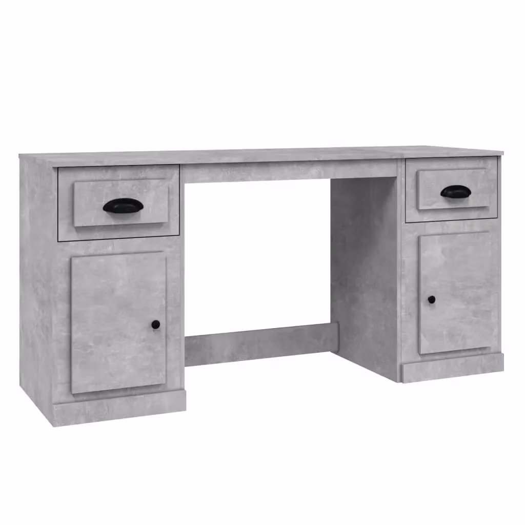 Berkfield Home Modern Desk with Cabinet in Concrete Grey Engineered Wood – 2