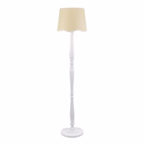 ValueLights White Wood Candlestick Floor Lamp with Fabric Scallop Shade – 1