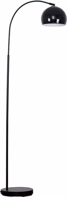 Curva Black Floor Lamp with Gloss Black Metal Dome Shade