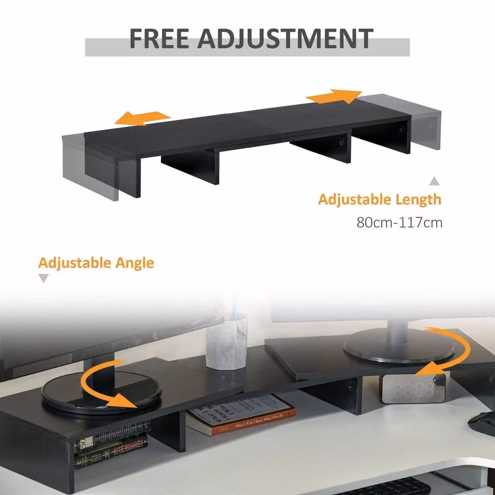 EONLION Dual Monitor Stand Riser in Black MDF with Matt Finish, Width: 100 cm – 4