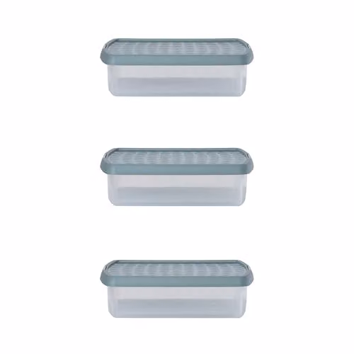 Wham 3 x 8.5L Rectangular Stackable Plastic Storage Boxes with Clip Lock Lids, Green and Transparent – 3