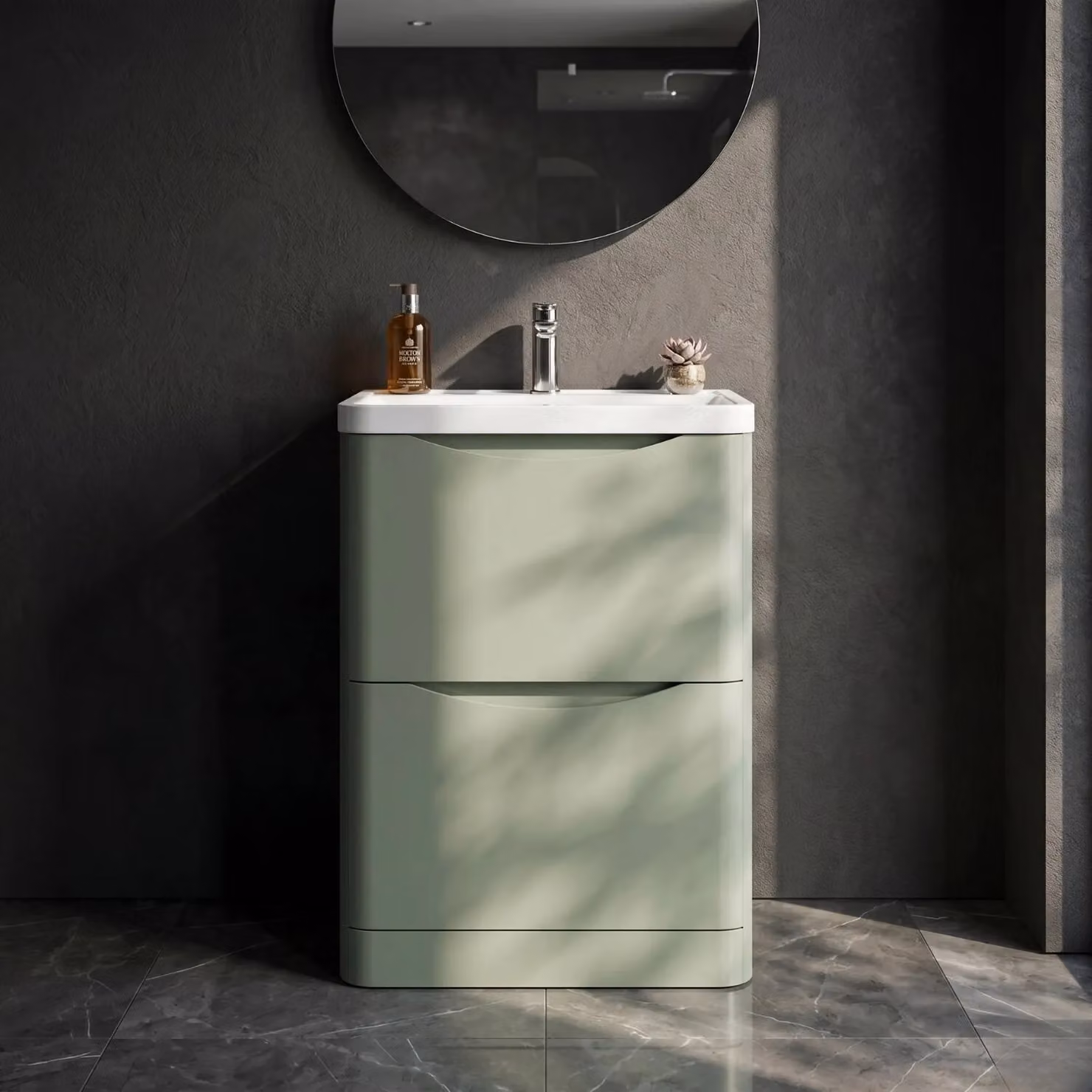 Balterley 2 Drawer Bathroom Vanity Unit and Basin, Green – 4