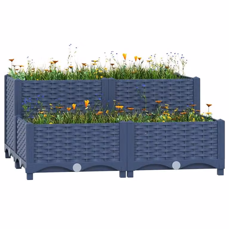 Berkfield Home Grey Polypropylene Raised Bed W/D/H: 80 x 80 x 38 cm