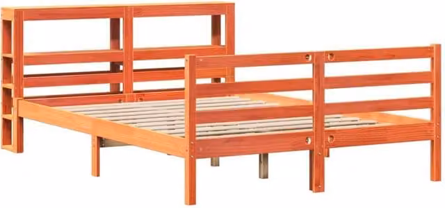 Berkfield Home Sleek Small Double Bed Frame in Waxed Brown Solid Pine, W/D/H: 120 x 200 cm