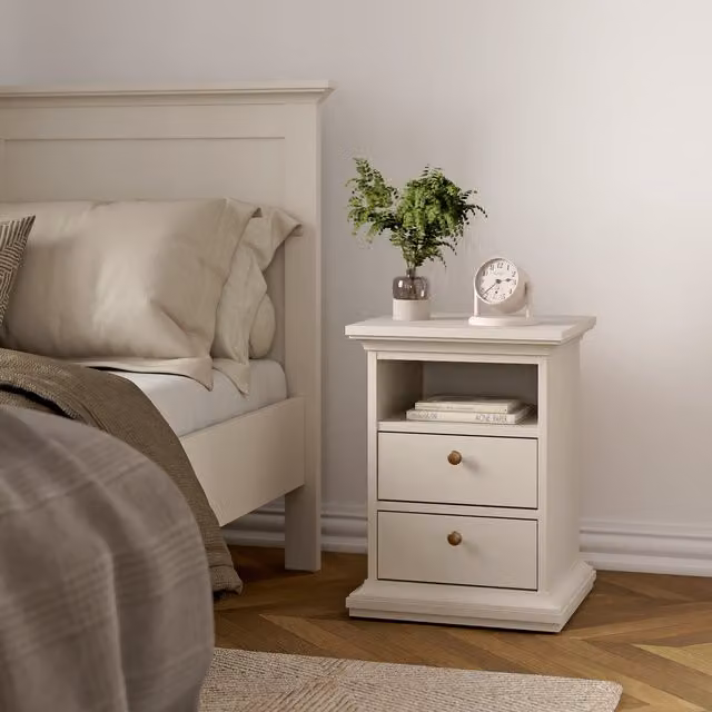 Furniture To Go Paris Nightstand in Cashmere Beige, Grey or White