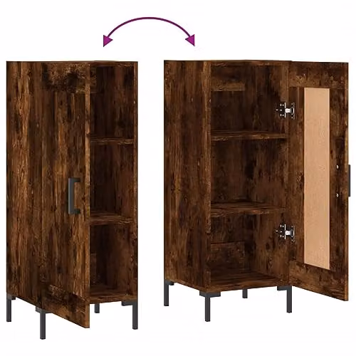 vidaXL Sideboard in Smoked Oak, Brown Engineered Wood and Metal, W/D/H: 34.5 x 34 x 90 cm – 4