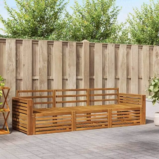 Berkfield Home 3-Piece Outdoor Sofa Set in Brown Solid Acacia Wood – 1