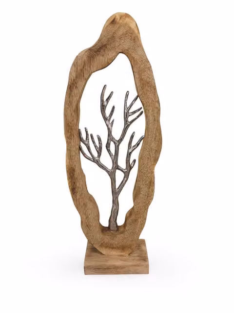 North Interiors Branch Totem Tree Abstract Modern Tabletop Sculpture in Brown and Silver