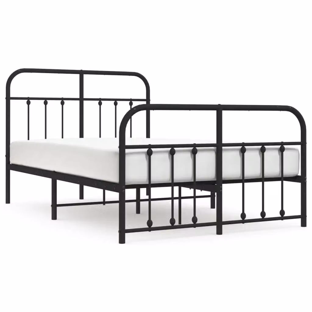 Berkfield Home Metal Bed Frame with Headboard and Footboard in Black, W/D/H: 120 x 200 cm – 2