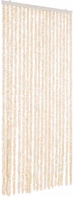 Berkfield Home Chenille Fly Curtain in Beige and White, W: 56 cm, H: 200 cm