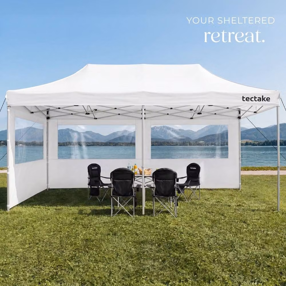 tectake Viola Aluminum Folding Pavilion in White, W/D/H: 600 x 316 x 300 cm – 4