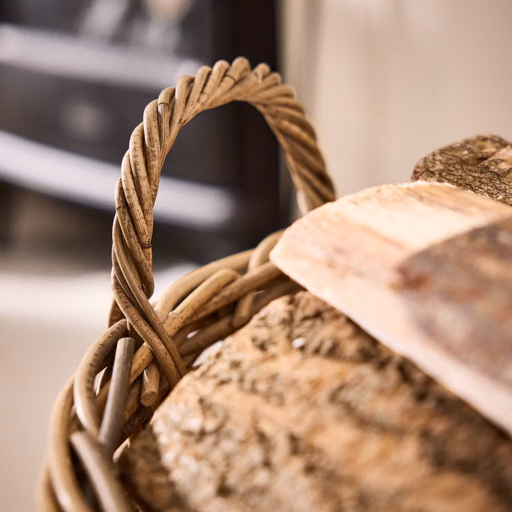 Dibor Azara Traditional Natural Oval Log Basket XL, Brown Rattan, H 46 x L 67 x W 53 cm – 3