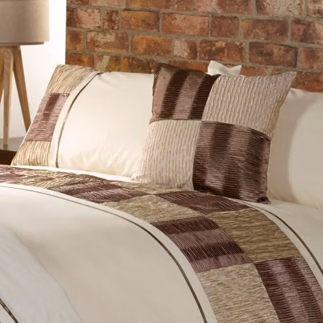 Rapport Home Dortmund Square Cushion Cover, Brown and Gold, W/D/H: 45 x 45 x 45 cm