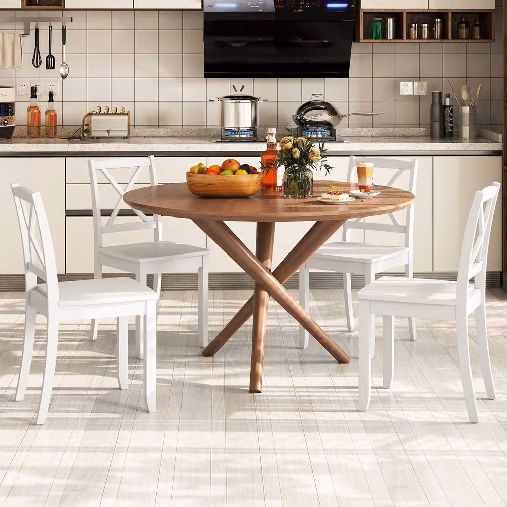 Costway Set of 2 White Rubberwood Farmhouse Armless Dining Chairs for Kitchen and Dining Rooms – 4
