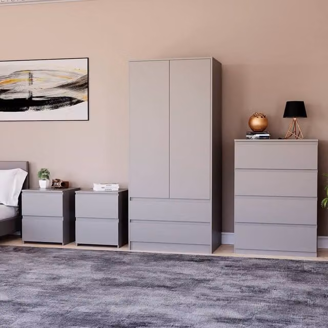 Vida Designs Modern 4 Piece Grey Bedroom Set