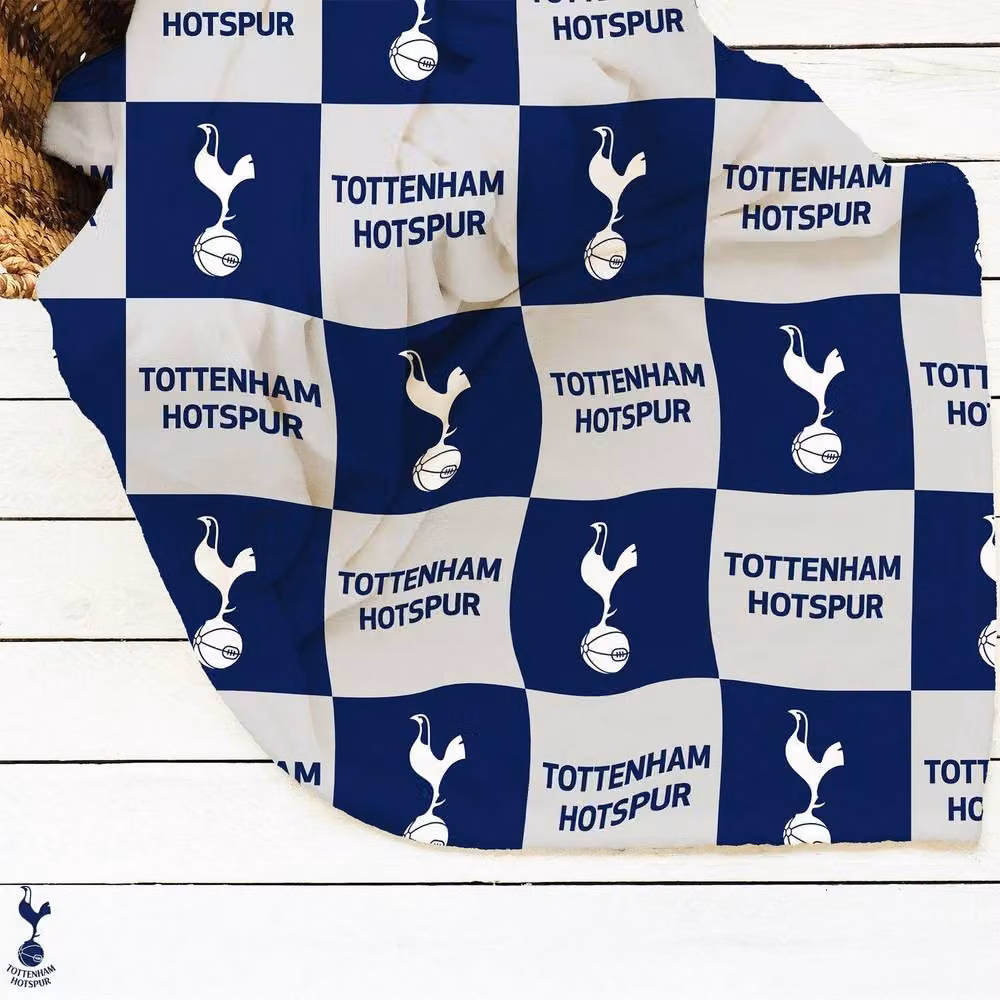 Tottenham Hotspur FC Navy Blue Checked Polyester Fleece Baby Blanket – 4