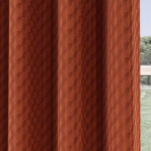 Enhanced Living Tokyo Velvet Orange Eyelet Curtains W: 117 cm, H: 183 cm – 3