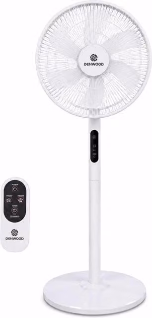 Dyzi 16-Inch White Oscillating Tabletop and Floor Fan with LCD Remote Control