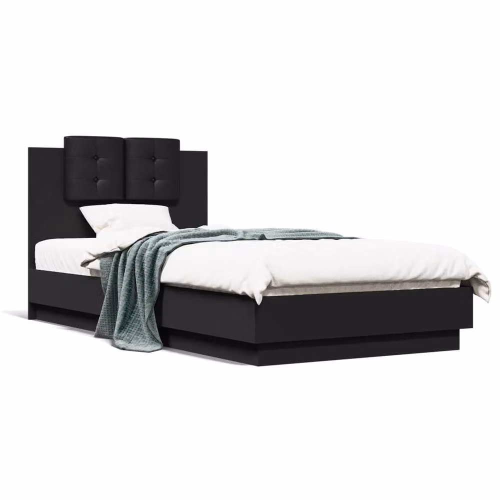 Berkfield Home Soft Upholstered Bed Frame in Black, W/D/H: 80 x 190 cm – 3