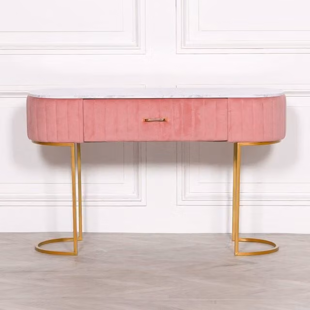 Glasstone Pink Upholstered Dressing Table W/D/H: 121 x 41 x 75 cm