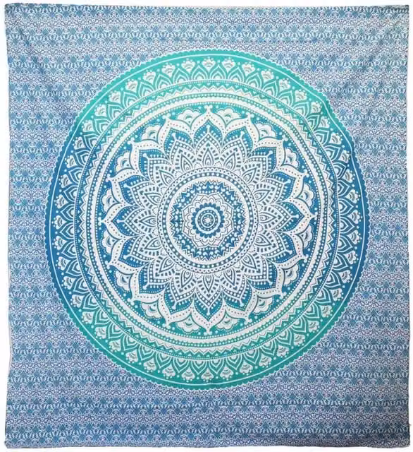 KDMD Umrao Mandala Green Handcrafted Geometric Textile Wall Hanging and Beach Spread